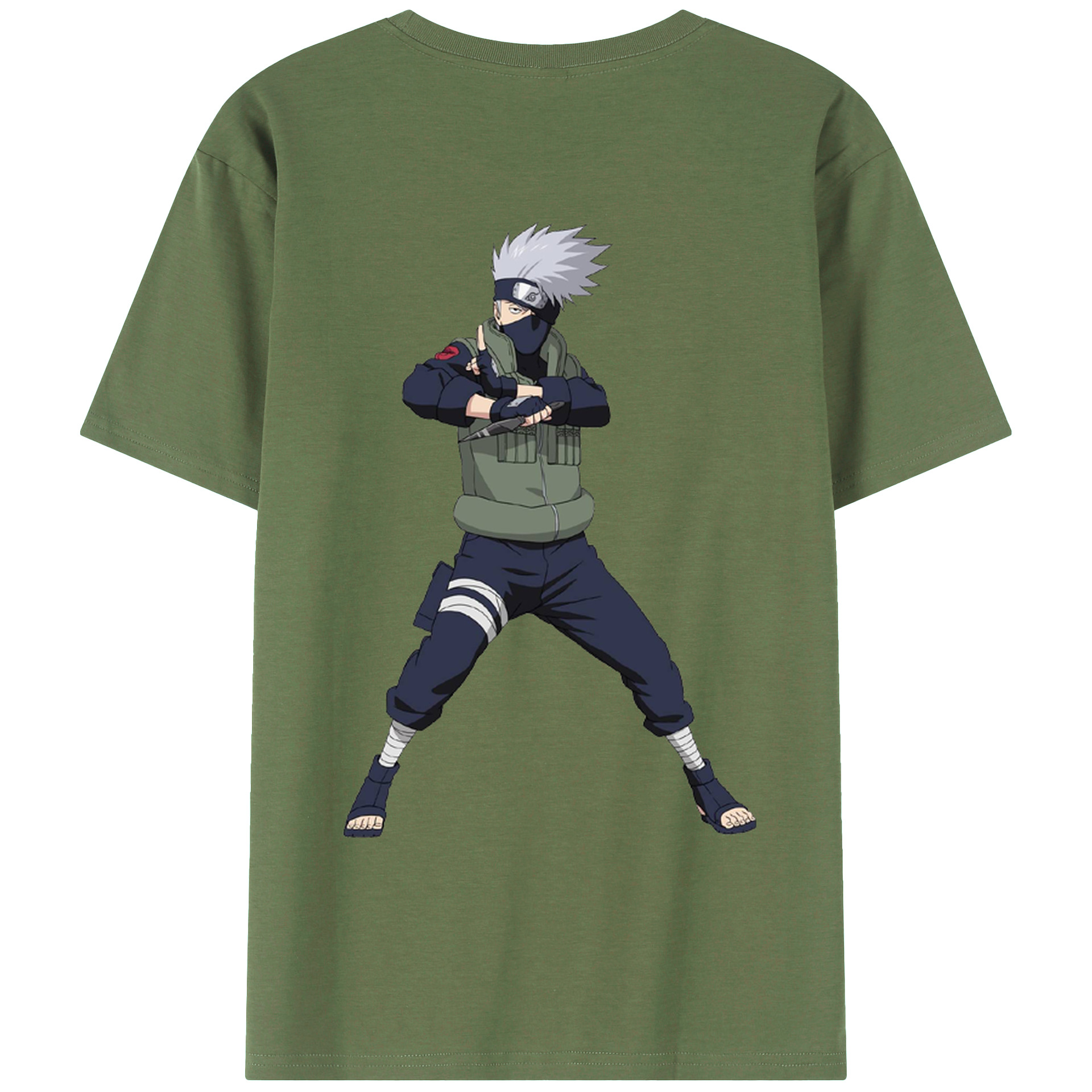 （画像用） NARUTO -ナルト- はたけ カカシ Hatake Kakashi 綿100％ メンズ半袖Tシャツ（バックプリント） 通気性